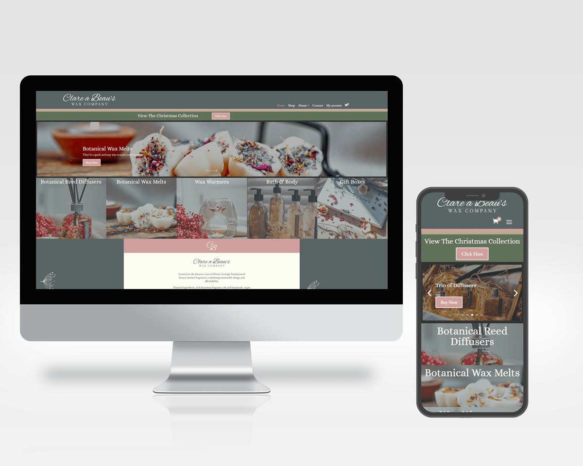 Clare-a-beaus-mobile-and-desktop-web-mock-up-presentation Clare a Beau's